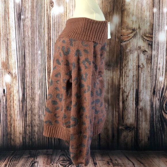 New Easel Leopard Pattern Pullover Knitted Sweater - Picture 4 of 7